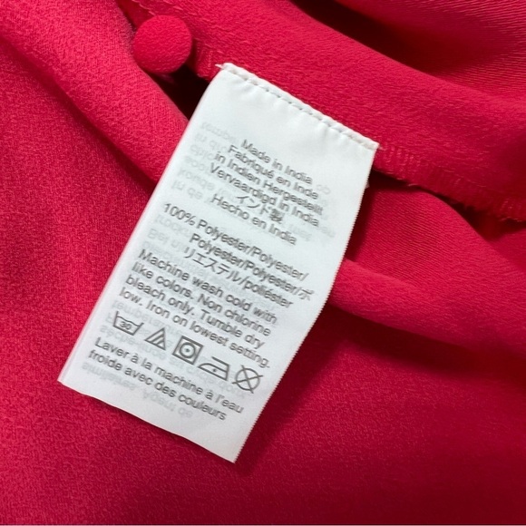 J. Crew Top Women Small Hot Pink 3/4 Sleeve Blouse Crepe V Neck GG - Picture 4 of 9